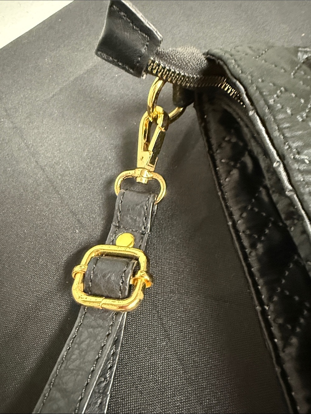 Mona B Black Quilted Crossbody Bag with Gold Hardware - Picture 10 of 10